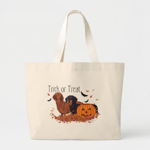 Dachshunds Halloween Large Tote Bag
