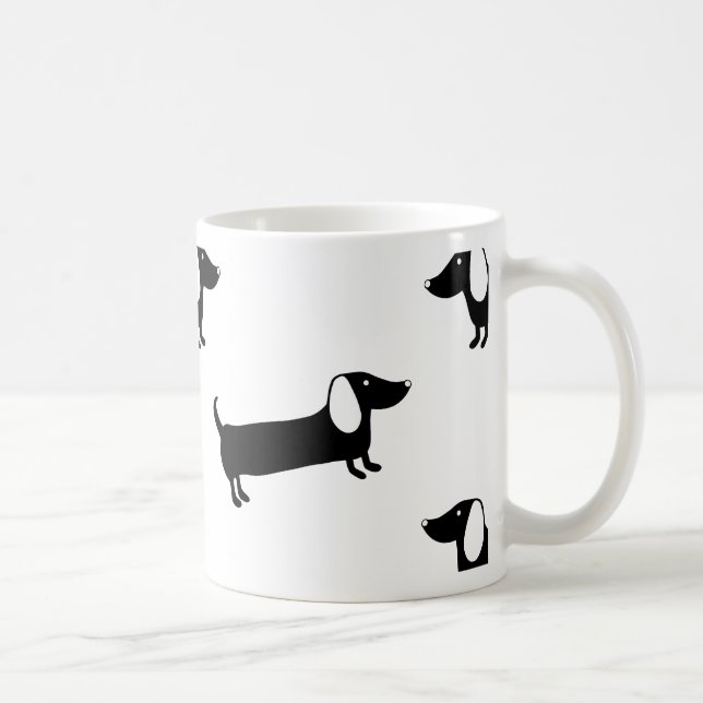 Dachshunds in black and white coffee mug (Right)