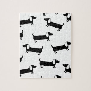 Dachshunds in black and white jigsaw puzzle