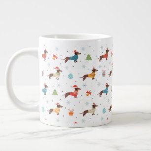Dachshunds in Christmas Sweaters Pattern Large Coffee Mug