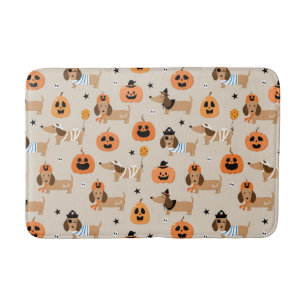 Dachshunds in Halloween Costumes Pattern Bath Mat