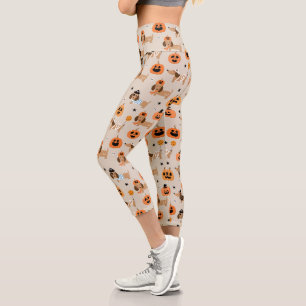 Dachshunds in Halloween Costumes Pattern Capri Leggings