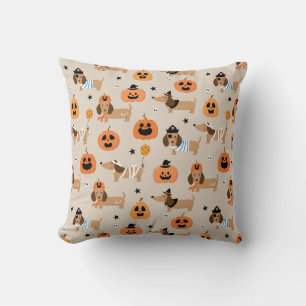 Dachshunds in Halloween Costumes Pattern Cushion