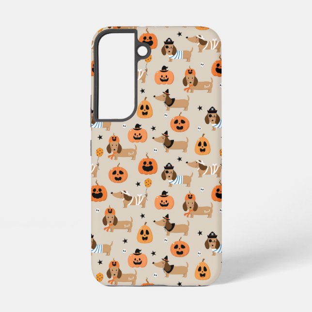Dachshunds in Halloween Costumes Pattern Samsung Galaxy S22 Case (Back)
