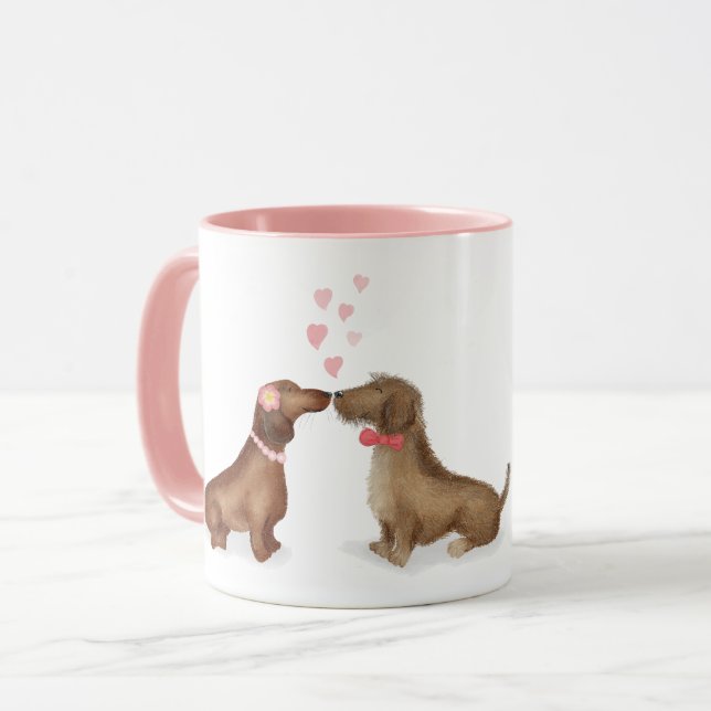 Dachshunds in love personalised mug (girl/boy) (Front Left)