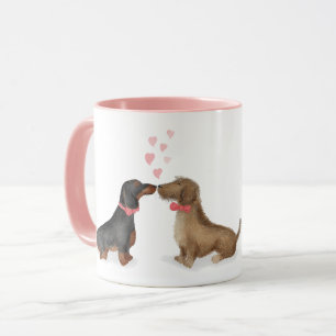 Dachshunds in love personalised mug (two boys)