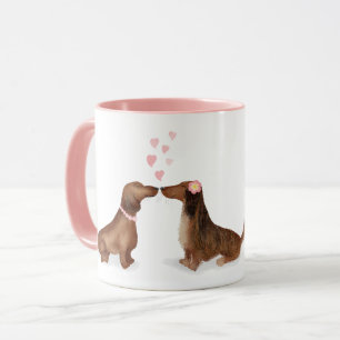 Dachshunds in love personalised mug (two girls)
