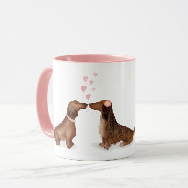 Dachshunds in love personalised mug (two girls) (Front Left)