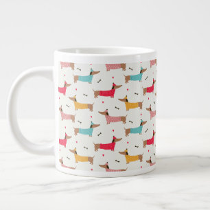 Dachshunds in Sweaters Holiday Pattern Large Coffee Mug