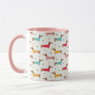 Dachshunds in Sweaters Holiday Pattern Mug