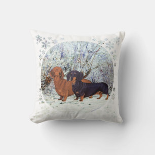 Dachshunds in the Snow Cushion