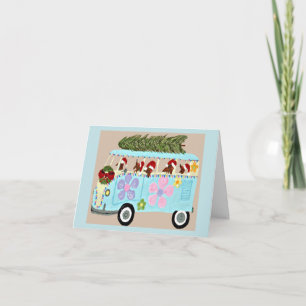 Dachshunds in their Christmas Hippie Van Invitation