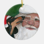 Dachshund&#39;s Kiss for Santa Dog Art Ornament