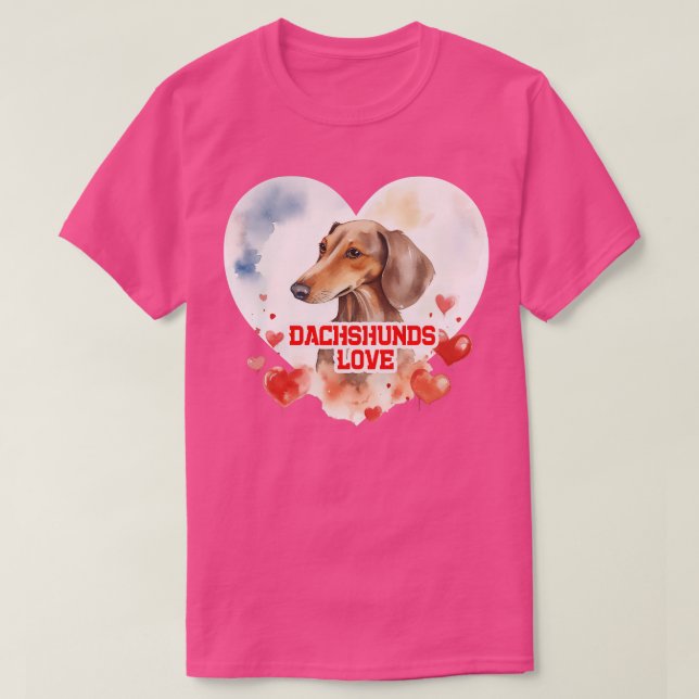 Dachshunds Love 2 T-Shirt (Design Front)