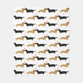 Dachshunds Love | Cute Wiener Dogs Pattern Fleece Blanket