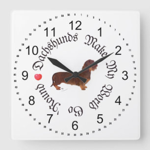 Dachshunds Make My World Square Wall Clock
