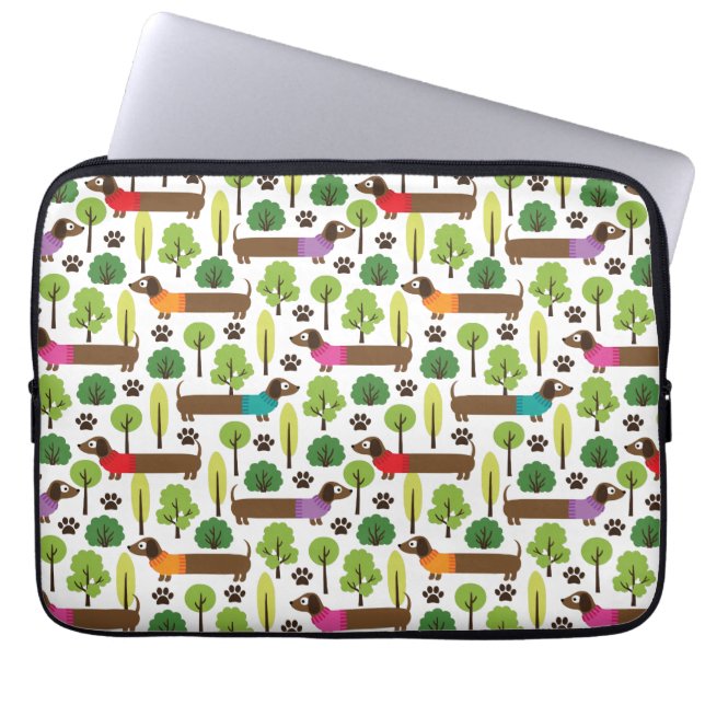 Dachshunds On A Walk In The Park Laptop Sleeve (Front)