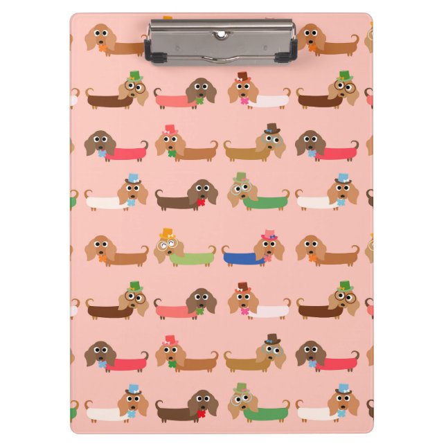 Dachshunds on Pink Clipboard (Front)