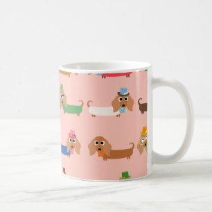 Dachshunds on Pink Coffee Mug
