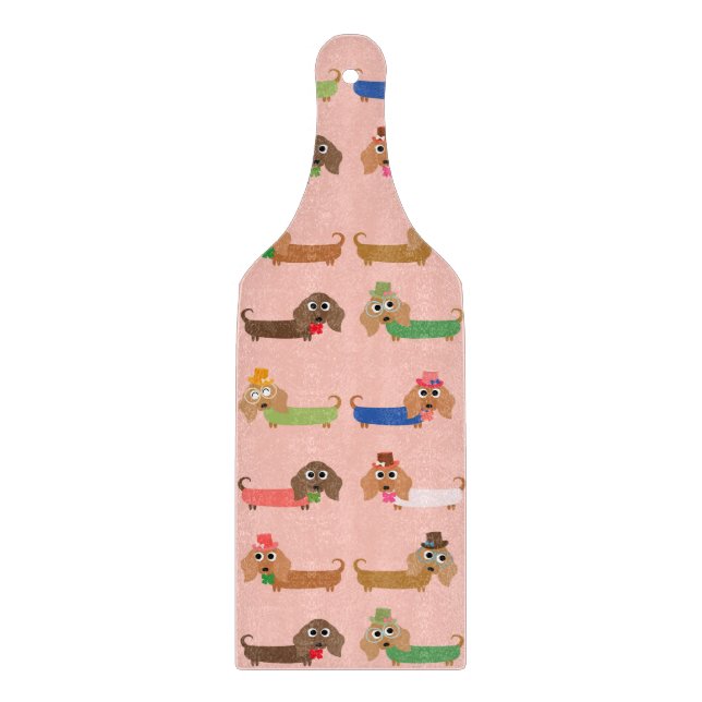 Dachshunds on Pink Cutting Board (Front)