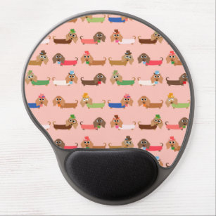 Dachshunds on Pink Gel Mouse Mat