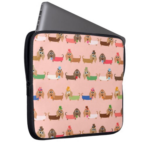 Image of Dachshunds on Pink Laptop Sleeve