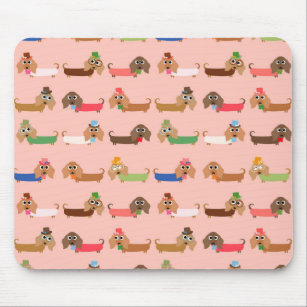 Dachshunds on Pink Mouse Mat
