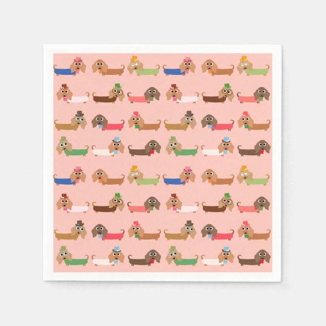 Dachshunds on Pink Napkin (Front)