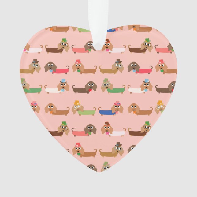 Dachshunds on Pink Ornament (Front)