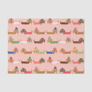 Dachshunds on Pink Tissue Paper