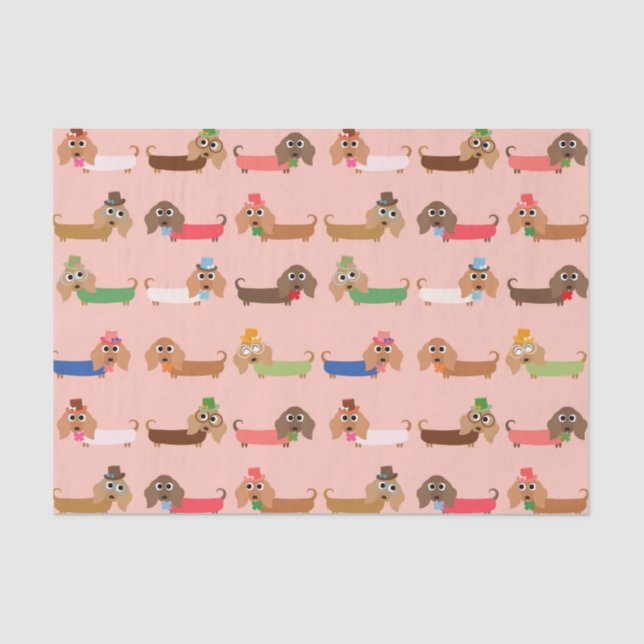 Dachshunds on Pink Tissue Paper (Front)