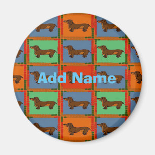 Dachshunds Pa Dutch hex Sign, add name Magnet