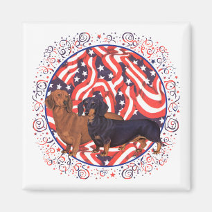 Dachshunds Patriotic Flag Magnet