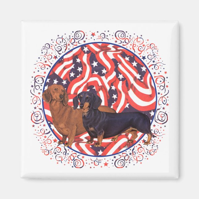 Dachshunds Patriotic Flag Magnet (Front)