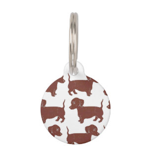 Dachshunds Pattern Custom Round Dog Tag