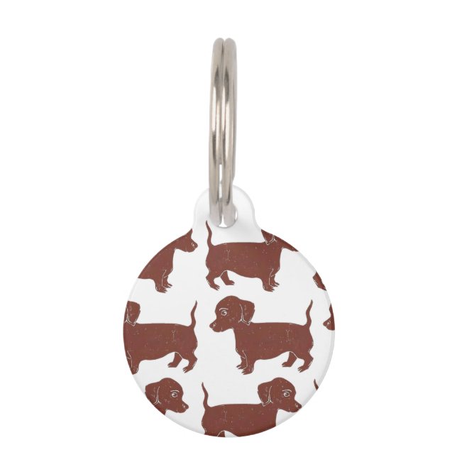 Dachshunds Pattern Custom Round Dog Tag (Front)