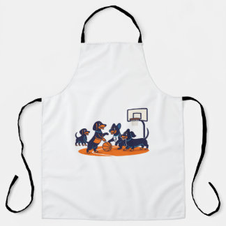 Dachshunds playing Basket Ball Apron