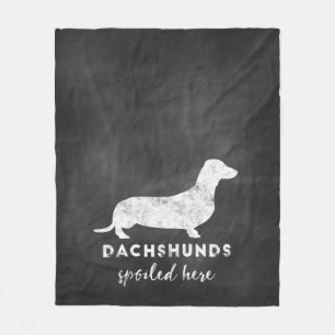 Dachshunds Spoiled Here Vintage Chalkboard Fleece Blanket