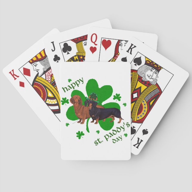 Dachshunds St Patrick's Day Playing Cards (Back)
