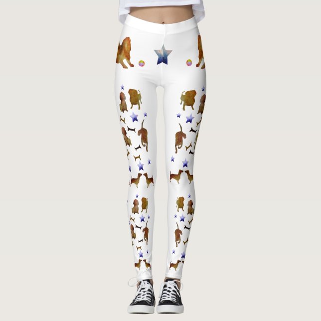 Dachshunds & Stars Art Leggings (Front)