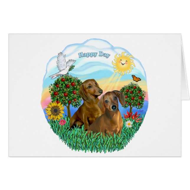 Dachshunds (two red or brown) (Front Horizontal)