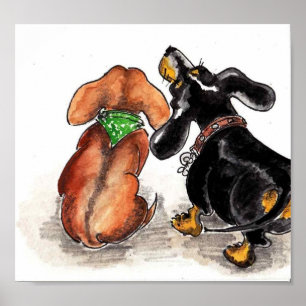 dachshunds watching... poster