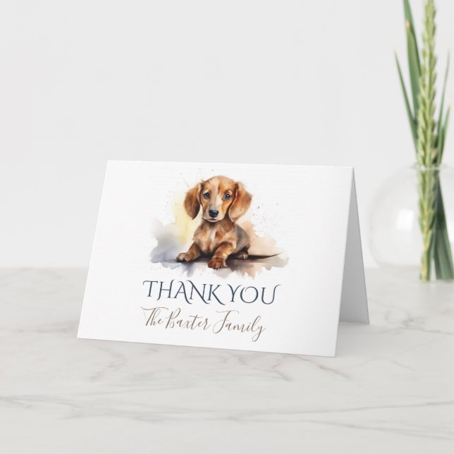 Dachshunds Watercolor Thank You Card (Front)