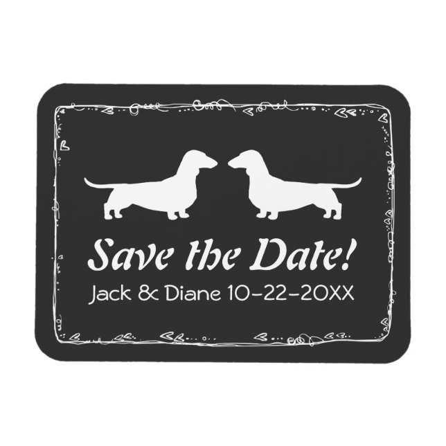 Dachshunds Wedding Save the Date Flexible Magnet (Horizontal)