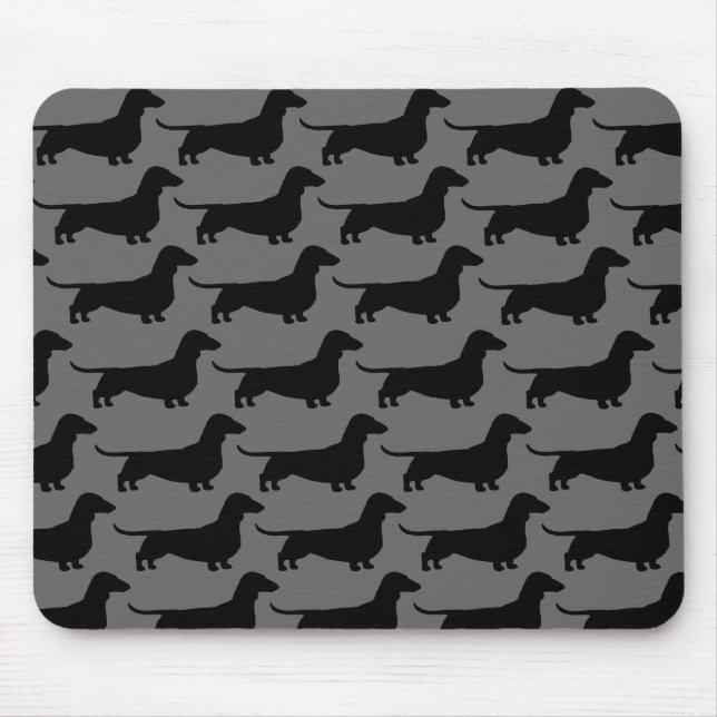 Dachshunds Wiener Dog Silhouettes Grey and Black Mouse Mat (Front)