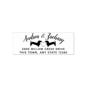 Dachshunds with Heart Couple Return Address Self-inking Stamp