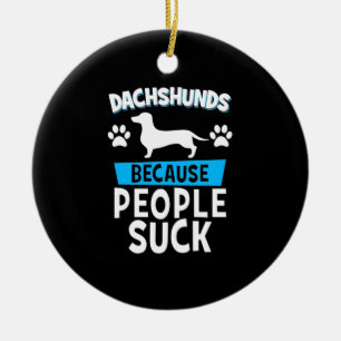 Dachshunds With My Friends Ceramic Tree Decoration