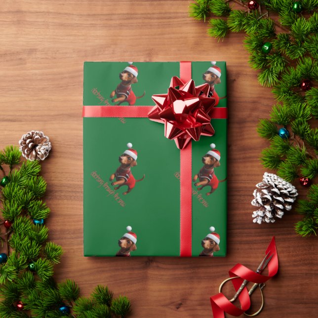 Dachsing Through The Snow Dachshund Sausage Dog  Wrapping Paper (Holiday Gift)