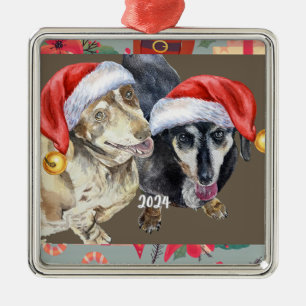 Dachsund Christmas 2024 Metal Tree Decoration