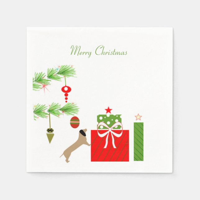 Dachsund  Christmas Napkins (Front)